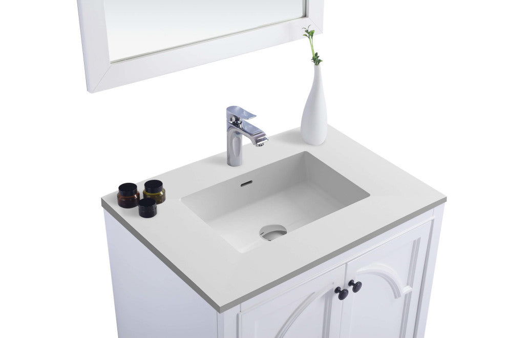 Laviva 313613-30W-MW 30" White Vanity with Matte White VIVA Stone Solid Surface