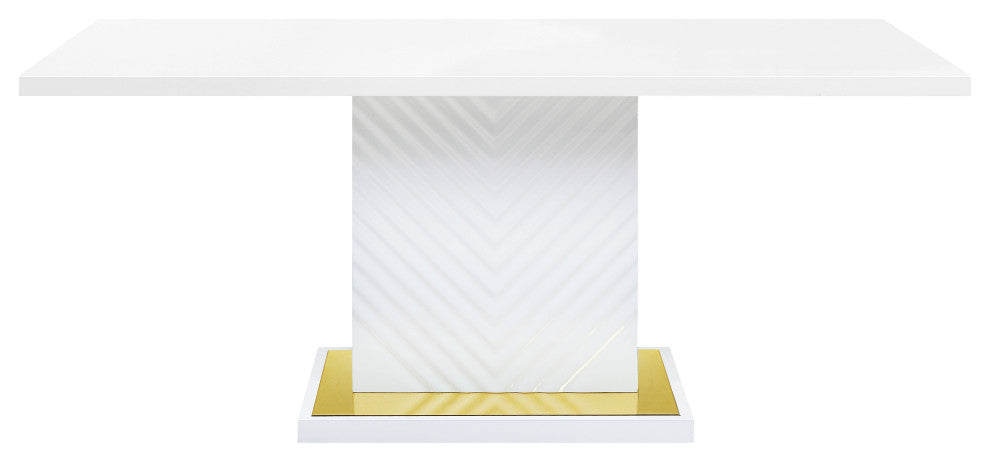 ACME Gaines Dining Table in White High Gloss Finish