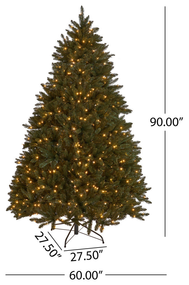 7.5' Norway Spruce Artificial Christmas Tree, Pre-Lit Clear
