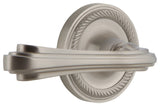 Rope Rose With Fleur Lever, Satin Nickel, Privacy, Left-Handed