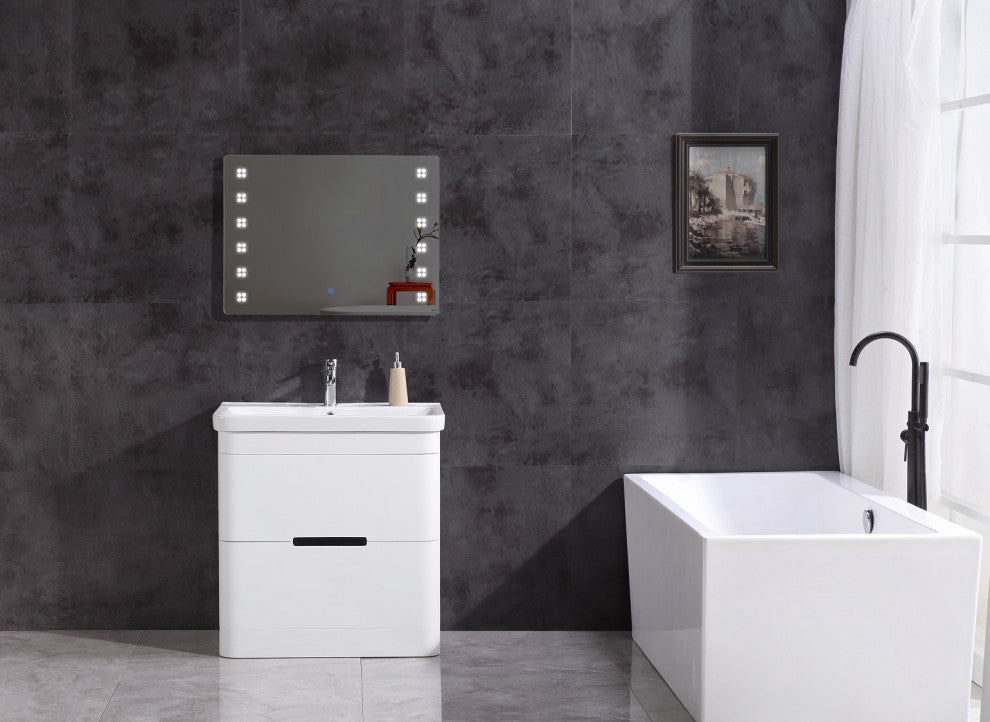 32" Bathroom Vanity With Led Mirror, PVC