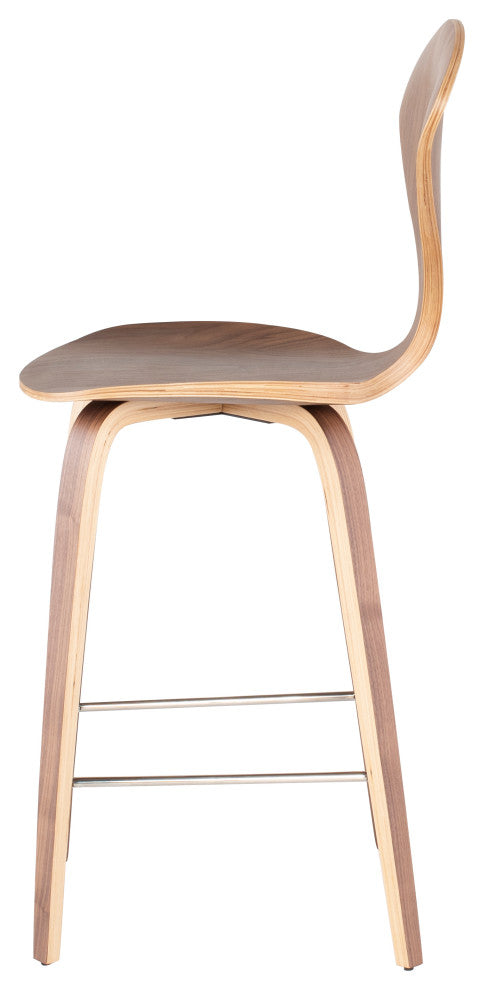 Satine Counter Stool, Mid Century Molded Plywood Counter Stool, American Walnut