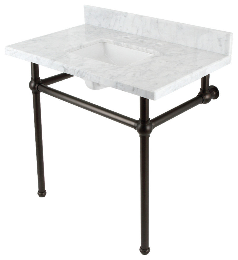 KVBH3622M8SQ5 36" Console Sink with Brass Legs (8-Inch, 3 Hole)