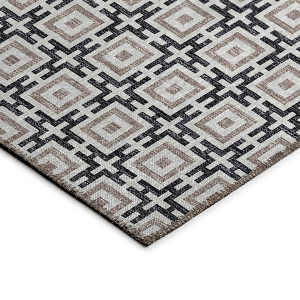 Indoor/Outdoor Marlo MO1 Black Machine Washable 2'3" x 12' Rug