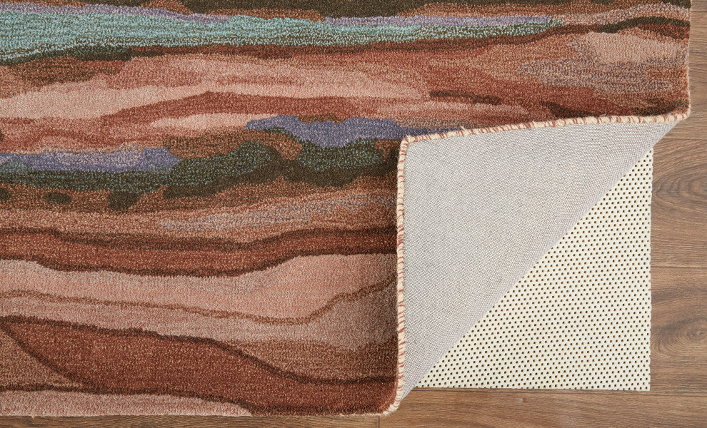 Weave & Wander Nakita Rug, Copper/Dusty Pink/Turquoise, 5ft x 8ft Rug