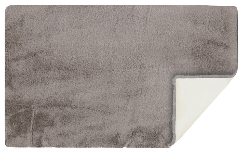 LUXE FAUX RABBIT FUR RECTANGULAR RUG 3' X 5' 25mm PILE, 900 gsm - GREY