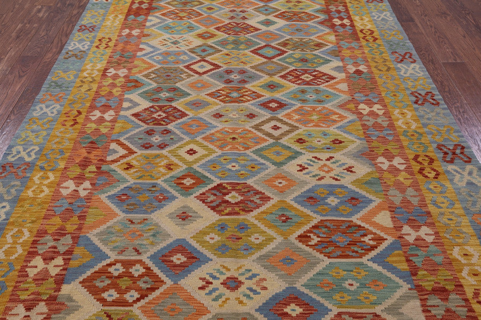 Reversible Kilim Flat Weave Rug 6' 6" X 9' 10" Q8291