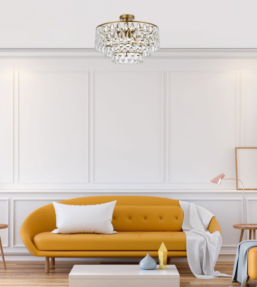 Elegant Lighting 1103F20 Mila 5 Light 20"W Semi-Flush Waterfall - Brass