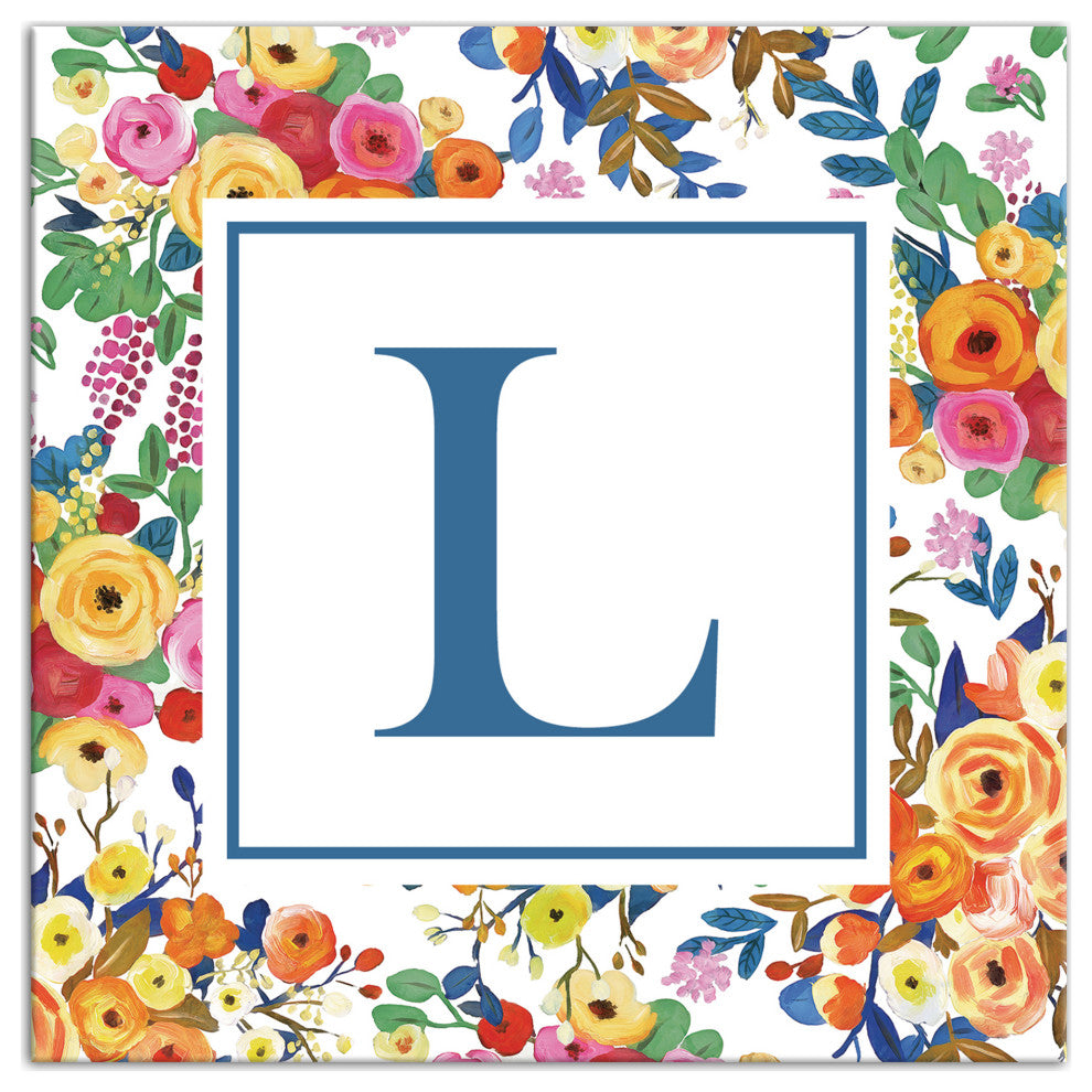 Wildflower Monogram - L 12x12 Canvas Wall Art