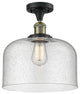 X-Large Bell 1-Light Semi-Flush Mount, Black Antique Brass, Seedy