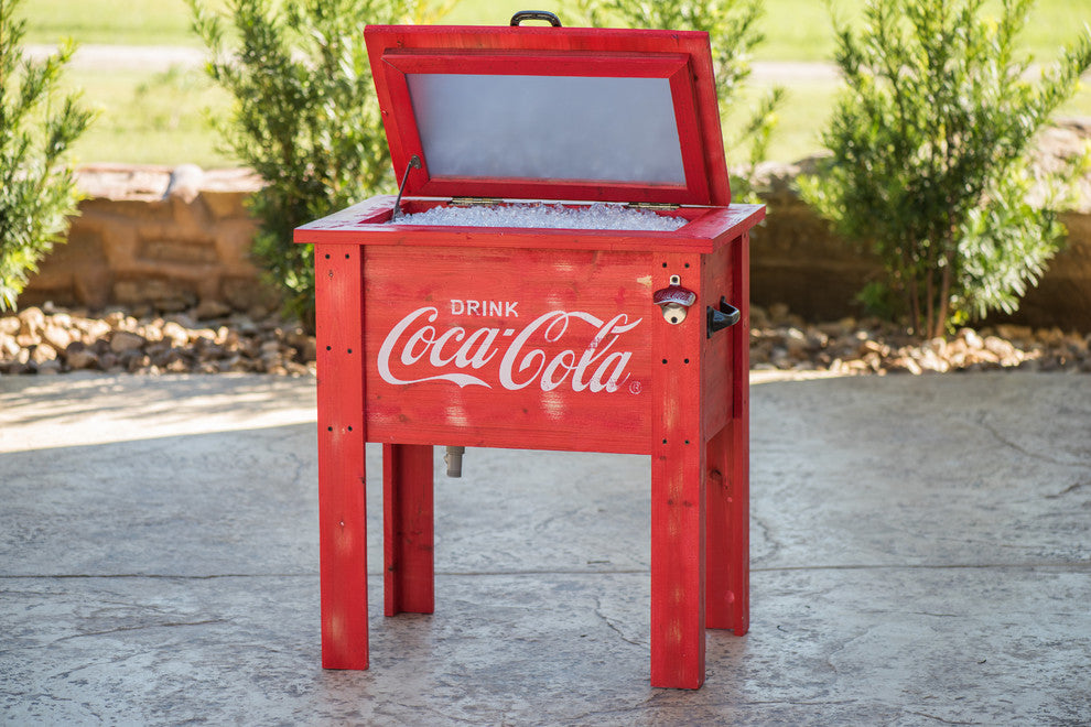 Coke Cooler 54Qt Wood Vintg Red