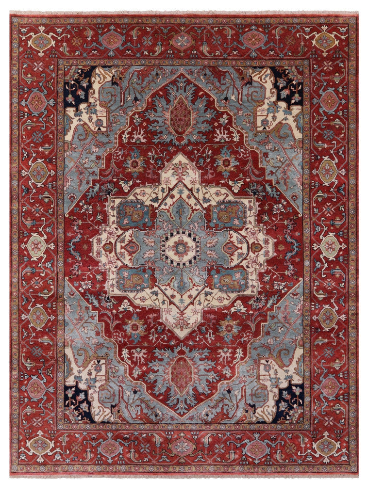 8' 10" X 12' 0" Persian Fine Serapi Hand Knotted Wool Rug - Q14701