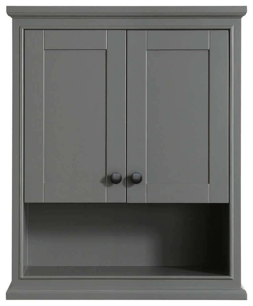 Deborah Over-the-Toilet Wall-Mounted Storage Cabinet, Dark Gray With Black Trim