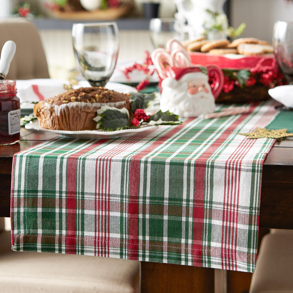 Yuletide Plaid Table Runner 14X108"