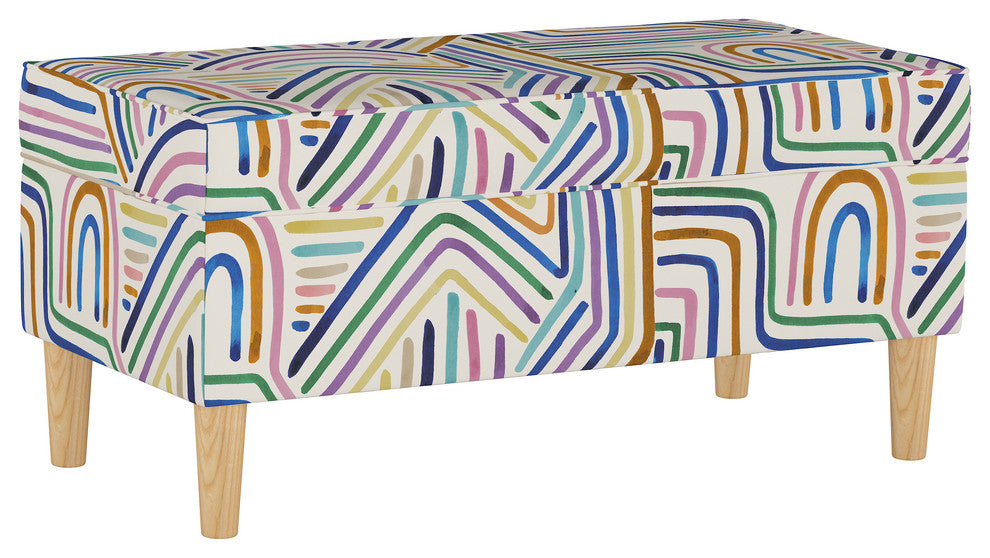 Elliot Storage Bench, Rainbow Strokes Ochre Multi