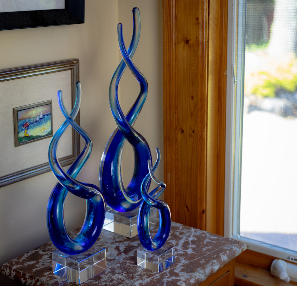Badash GW521 Touch The Blues Murano Art Glass Centerpiece on CrystalBase