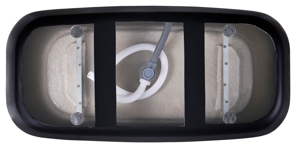 59" Acrylic Roll-Top Flatbottom Non-Whirlpool Bathtub, Black
