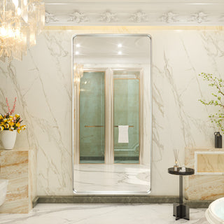 Metal Frame Decorative Rectangular Wall Mount Mirror, Sliver, 72"x36"