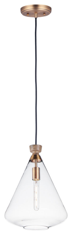 Maxim 10101 Abbott 1 Light 13"W Pendant - Weathered Oak / Antique Brass / Clear