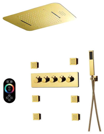 Fontana Dijon Thermostatic Ceiling Mount Rainfall LED Musical Bathroom Shower