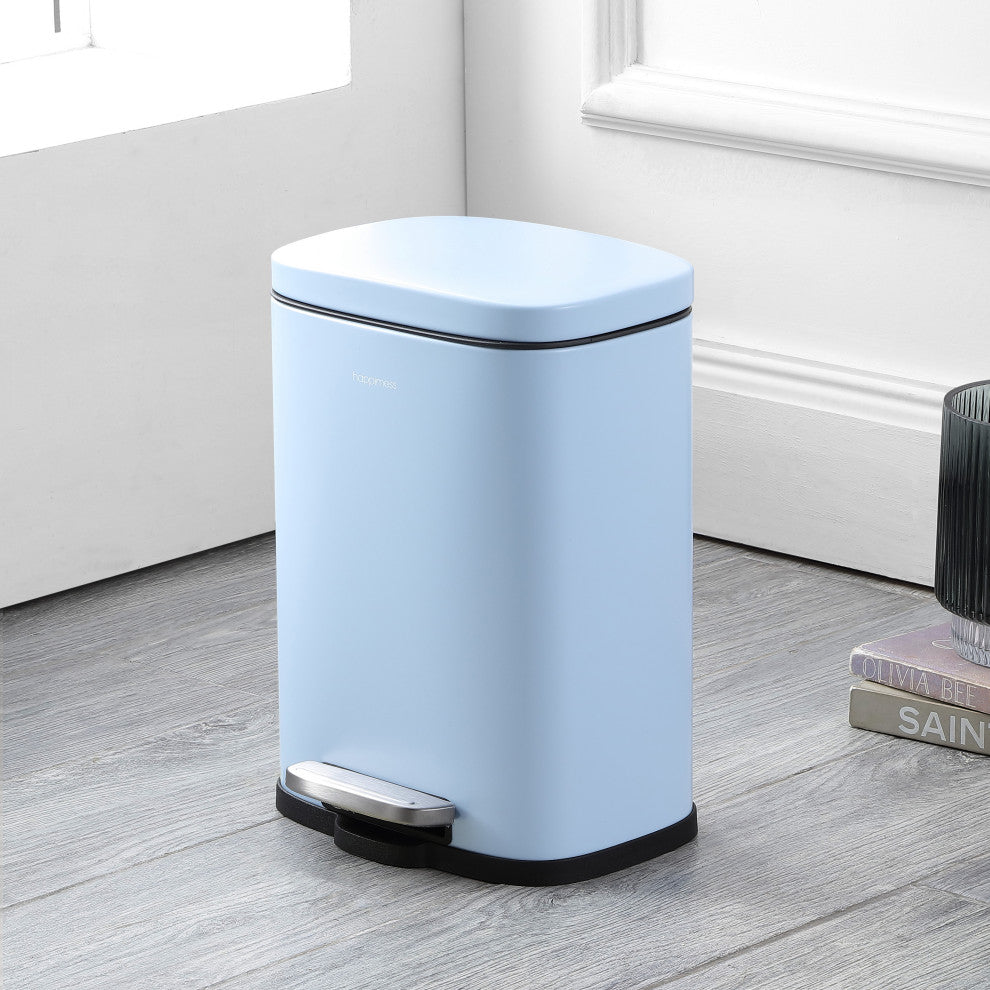 Connor 13-Gallon Trash Can With Soft-Close Lid and Mini Trash Can, Sky Blue
