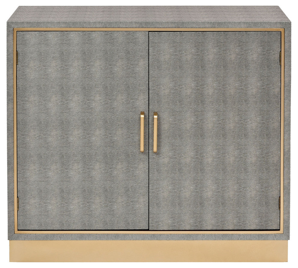 Elk Home Sands Point 35.43" 2-Door Modern Metal Cabinet in Gray/Gold