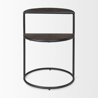 Arlo Dark Brown Solid Wood w/ Black Iron Base End Table