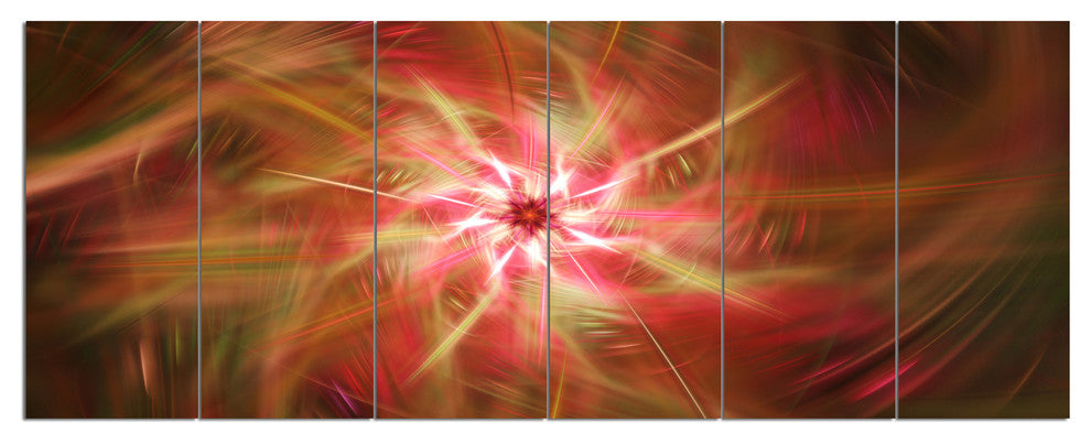 Rotating Brown Bright Fireworks, Floral Canvas Art Print, 70"x28", 6 Panels