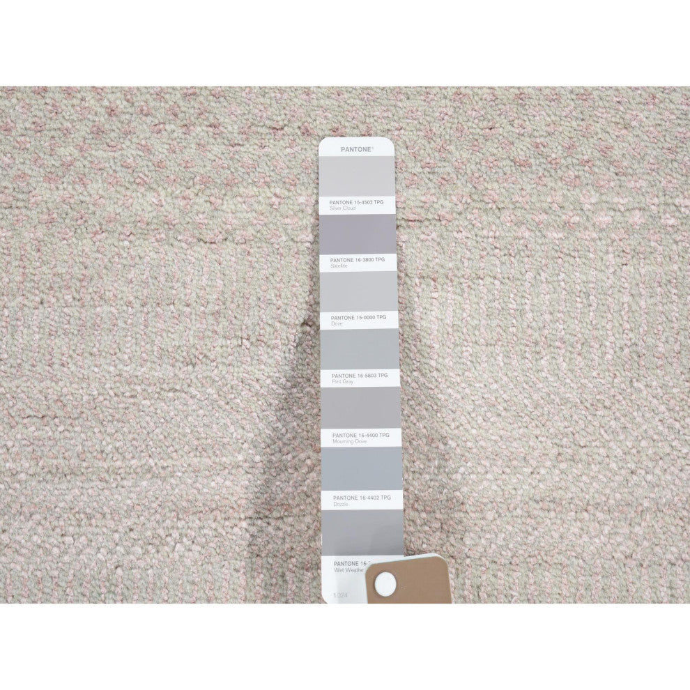 Gray Modern Grass Design Gabbeh Wool And Silk Hand Knotted Runner Rug 2'6"x11'3"