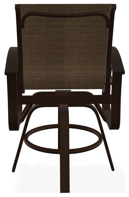 Belle Isle Sling Balcony Height Outdoor Swivel Chair, Bark/Kona