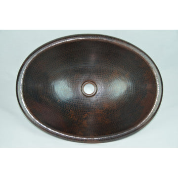 19" oval copper sink top mount