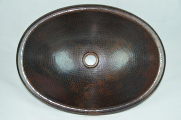 19" oval copper sink top mount
