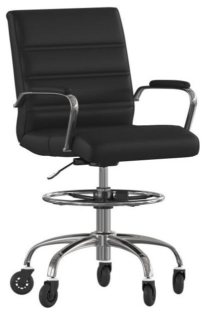 Lexi Mid-Back Drafting Chair with Adjustable Foot Ring, Black
