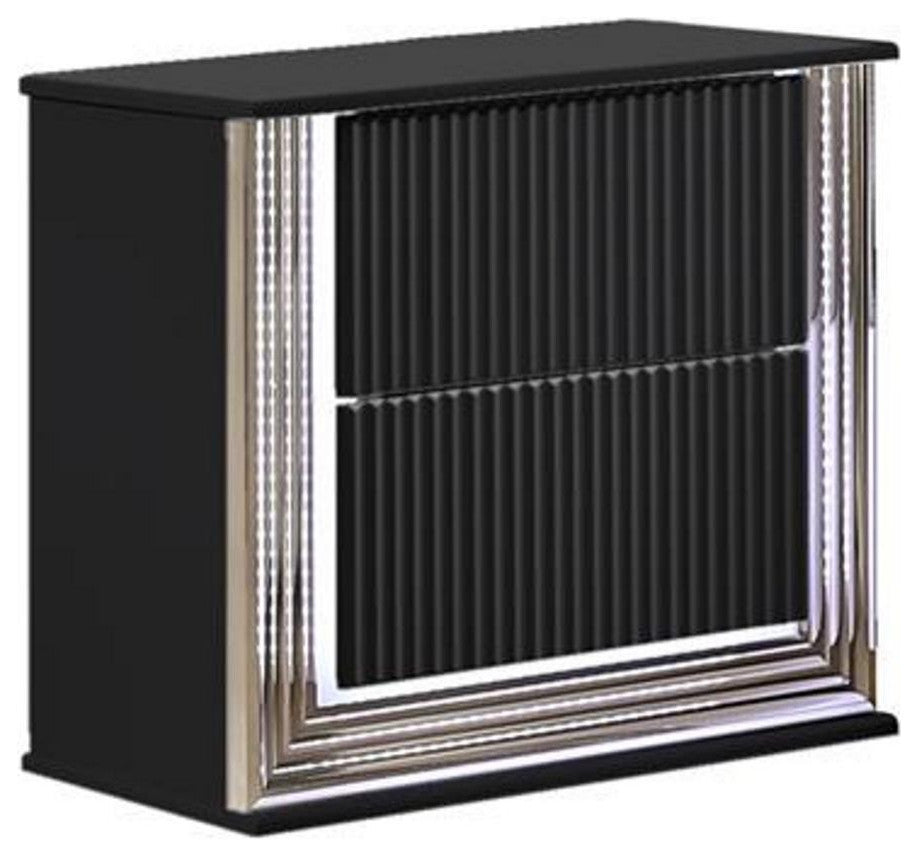 Stunning Jet Black LED 2 Drawer Nightstand