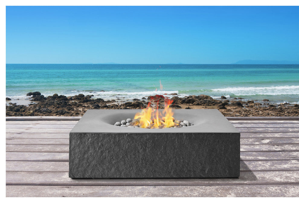 Pyromania Monument Concrete Fire Pit Table, 41"x41", Charcoal, Propane