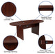 5 Piece Mahogany Oval Conference Table Set with 4 Black LeatherSoft Office Chair