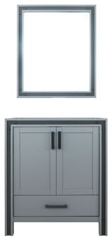 Ziva Transitional Dark Grey 30" Single Vanity, no Top and 28" Mirror