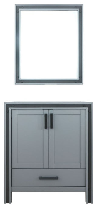 Ziva Transitional Dark Grey 30" Single Vanity, no Top and 28" Mirror