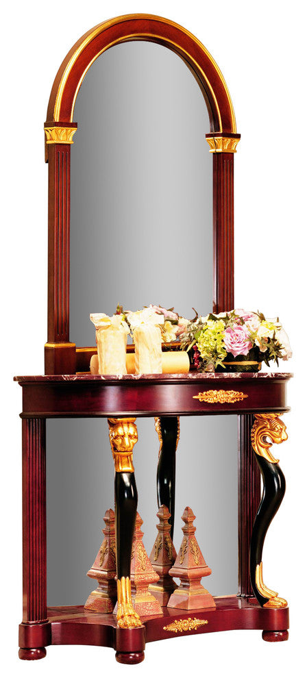 Gigasso Rosewood Mirror With Gold Accents