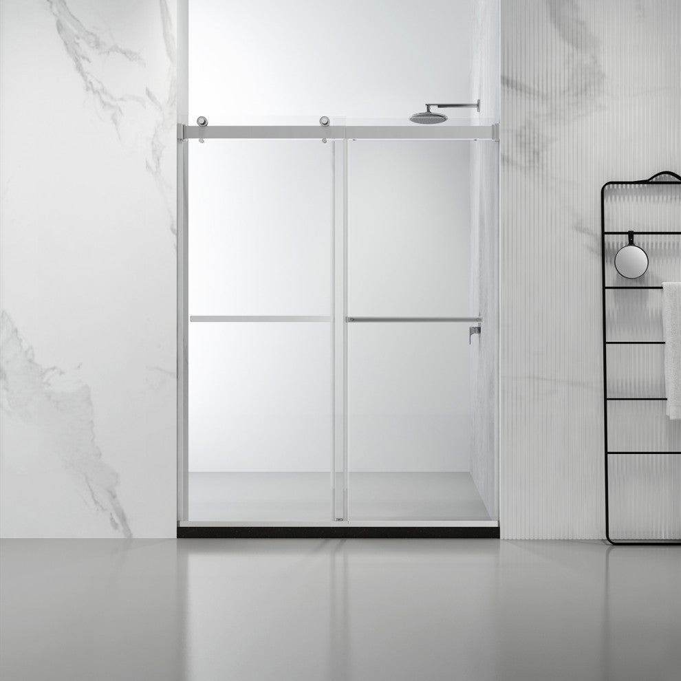 Spezia Double Sliding Frameless Shower Door, Polished Chrome, 64" W X 76" H