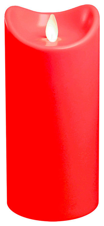 Battery Operated Pillar Candle With Moving Flame, Red, 7"