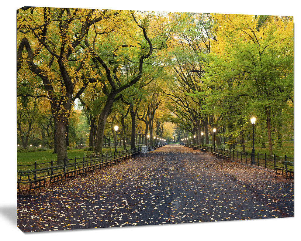 The Mall Area in Central Park, Large Landscape Canvas Art, 40"x30"