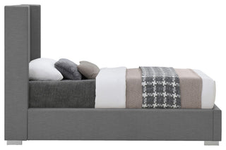 Royce Linen Upholstered Bed, Gray, Twin