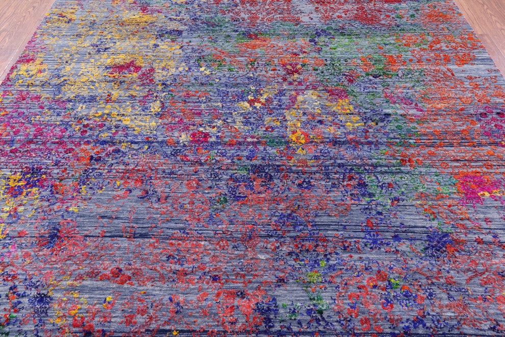 Handmade Modern Wool and Silk Rug 8' 10" X 12' 4" Q11861