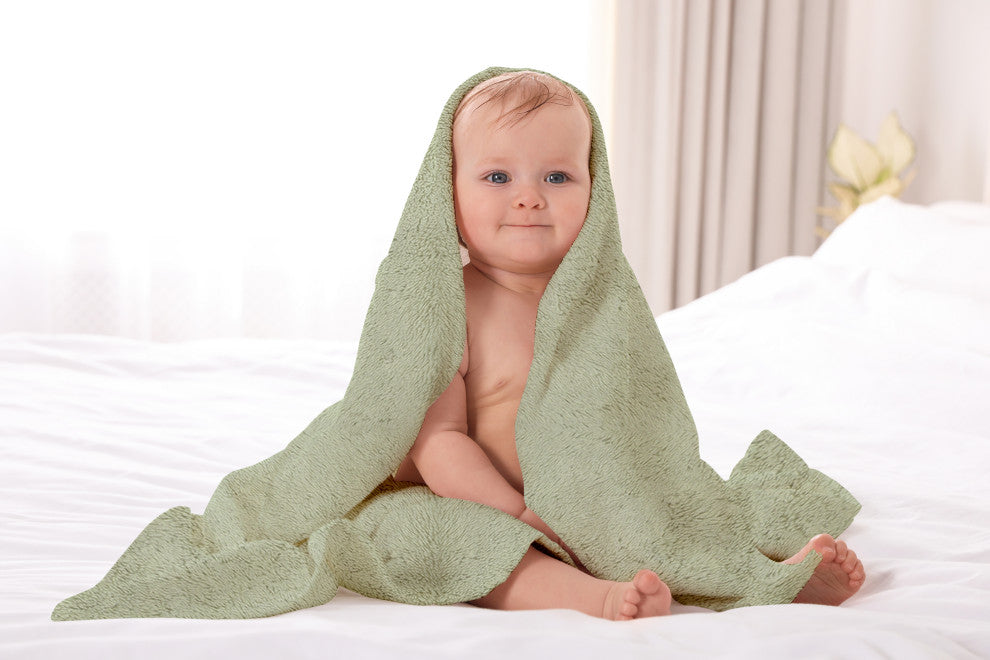 Organic Cotton 650 GSM Plush Feather Touch Quick Dry Bath Sheet, Green Tint, Pack of 4