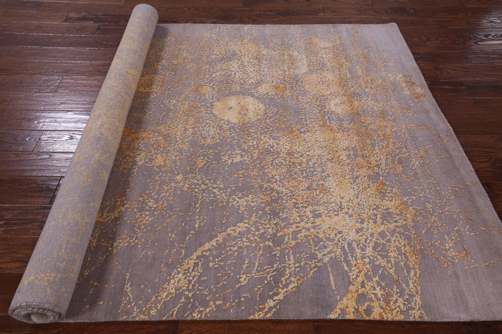 5' 7" X 8' 3" Modern Handmade Wool and Silk Rug Q7140