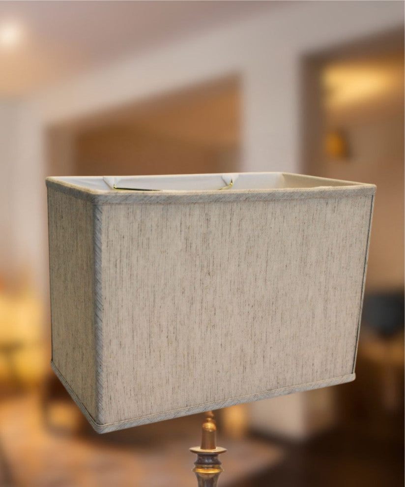 Rectangular Drum Lampshade (8x14) (8x14) x 10 Bavarian Fabric, Textured Oatmeal