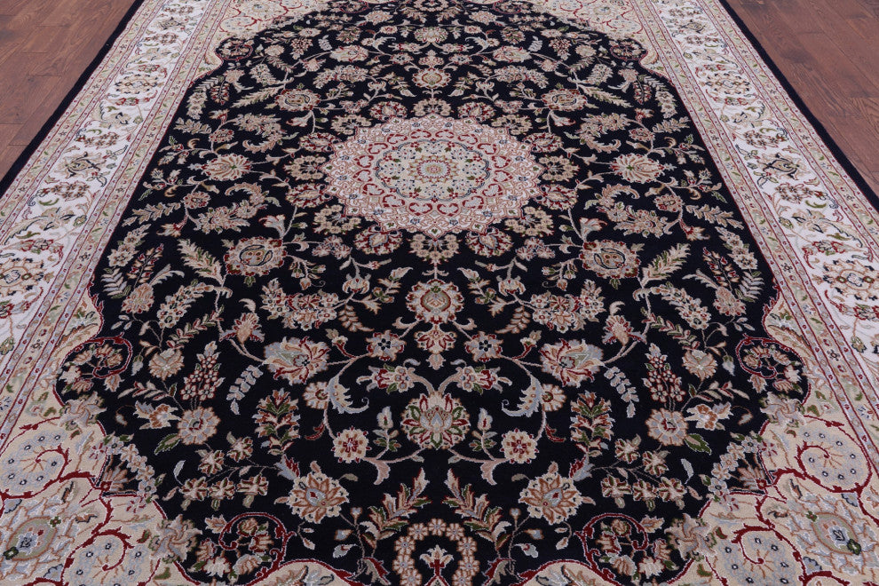 8' 11" X 12' 5" Wool & Silk Persian Nain Handmade Rug - Q14724