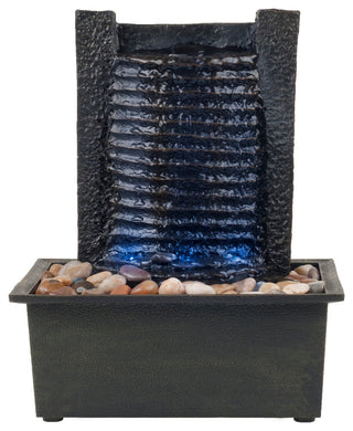 Pure Garden LED Waterfall Tabletop Fountain With LED Lights