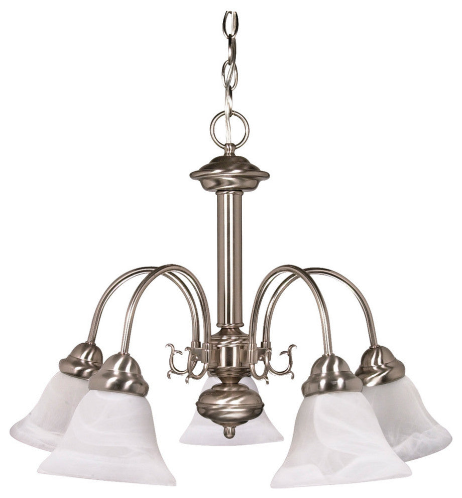 Ballerina 5 Light - 24" Chandelier Alabaster Glass Bell Shades